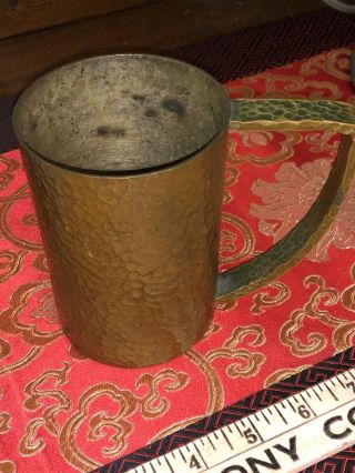 Antique Hand Wrought Heavy Antique Copper Hammered 4.  5 " Mug Stein Tanker Cup