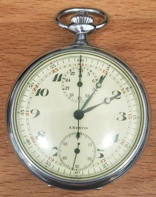 Rare Swiss Aristo Single Button Chronograph Pocket Watch -