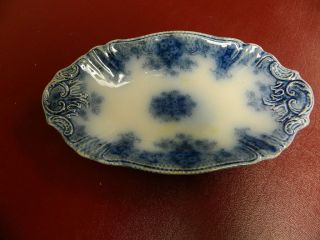 C.  1900 Antique Wharf Pottery Flow Blue Keswick Semi - Porcelain 8 1/4 " Platter