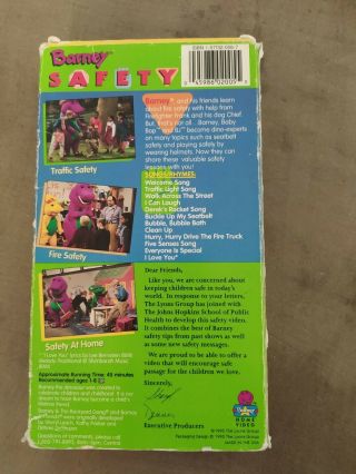 Barney - Barney Safety (VHS,  1995) Rare 3