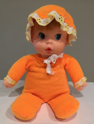 Mattel 1974 Baby Beans Bippy Vintage Neon Orange Doll 12 " Bean Bag Doll Toy Rare