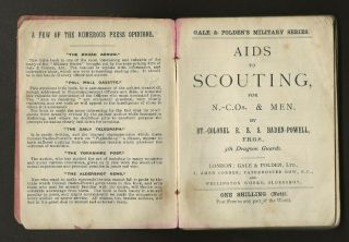 1899 - Boy Scout Book - Aids to Scouting for NCO ' s and Men - Baden Powell - RARE 2