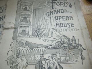 6 ANTIQUE 1892 - 1893 FORDS OPERA HOUSE PROGRAMS 2