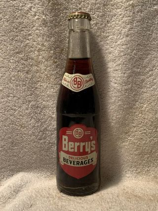 Rare Full 8oz Berry’s Root Beer Acl Soda Bottle Allentown,  Pa