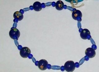Rare Czech Glass Bead Bracelet Cobalt Blue Mardi Gras Bead Throw