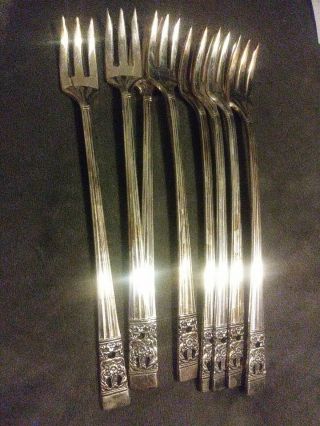 Oneida Community Silverplate Coronation Set Of 8 Cocktail Seafood Fork 6 " Vtg
