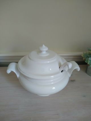 Vintage Portugal White Soup Tureen With Lid Cover Ladle
