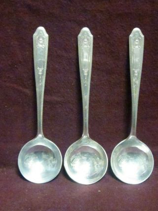 3 Silverplate National Silver Co.  Martinique Bullion Soup Spoon 5 1/8 " No Mono