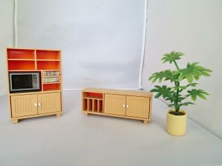 Vintage Tomy Smaller Homes Entertainment Center With Books,  Stereo,  Tv,  Plant