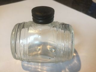 Antique Figural Clear Glass Barrel Candy Container Bottle