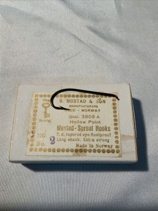 Antique Mustad & Son 3908 A Hollow Point Streamer Sproat Hooks Salmon Fly Tying