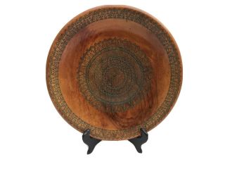 Vintage Hand Carved Wood 12 1/2” Bread Plate Tray Treenware Platter Yugoslavia
