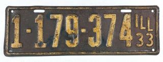 Illinois 1933 License Plate Vtg Antique Car Tag Model A Year Man Cave Rusty Pub