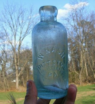 Rare Vintage Antique W.  Nash - Pittston Pa Blob Top Hutchinson Soda Bottle