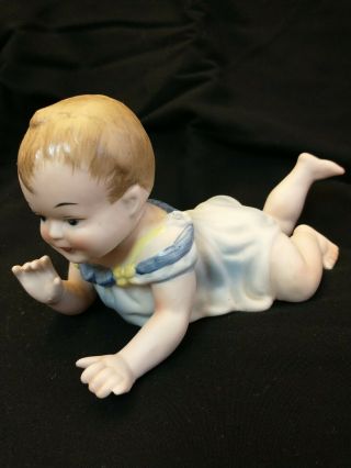 Vintage Large Piano Baby Girl,  Bisque Porcelain Figurine