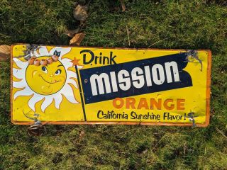 Rare Mission Orange Soda Sign