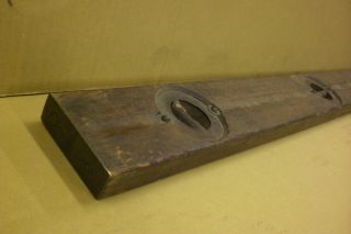 Antique Vintage Wood And Brass 38 1/4 Inch Level,  Old Primitive Carpenter Tools