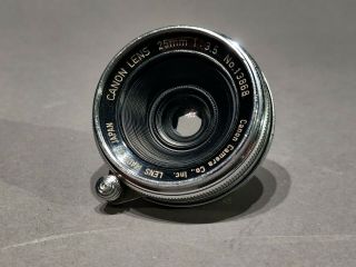 Canon Rangefinder 25mm F3.  5 Ltm L39 Leica Screw Mount Lens [rare]