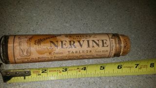 Rare Victorian Medicine Dr Miles Nervine Tablets Glass Medicine Bottle W/ Label