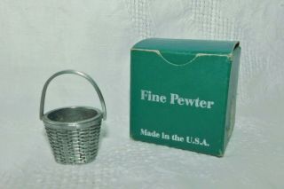 Rare Longaberger Miniature Measuring Basket Fine Pewter 1 - 3/4 " W/box Usa Made