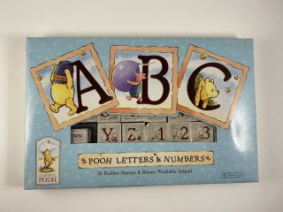 Winnie The Pooh - Pooh Letters & Numbers - 36 Rubber Stamps And Ink Pad Set Rare