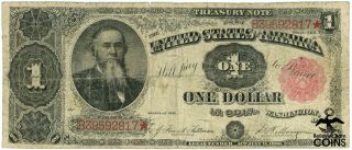 1891 Us $1 One Dollar Stanton Treasury Note Large Size Note Fr.  351 (rare)