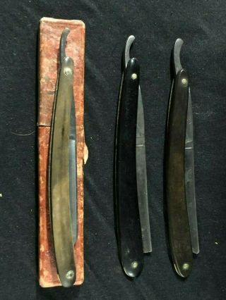 3 Antique Straight Razor J.  S.  Holler & Co Adolph Blaich & One Made In Germany