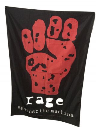 Rare 1994 Rage Against The Machine Banner Flag Italy Vintage Fist 30x41