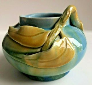 1930 - 40s Australian Pottery Rare Florence Williams Drip Glaze Gum Leaf 9cm Vase