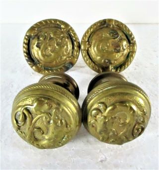 4 Matched Solid Brass Dolphin Design Victorian Door Or Cabinet Knobs