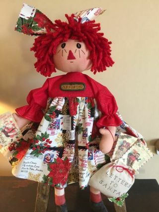 Primitive Raggedy Ann Christmas " Letters To Santa " Annie Doll
