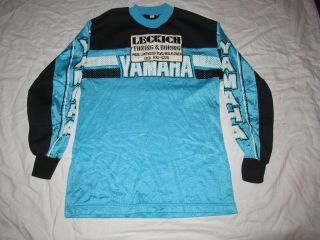 Vintage 70s Yamaha Motocross Jersey Blue Mx Dirt Bike Racing Enduro Mens Xl Rare