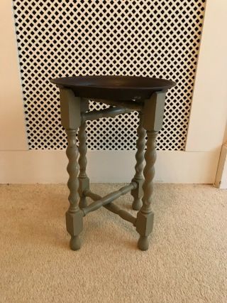 Vintage Barley Twist Leg Folding Side Table With Brass Tray Top