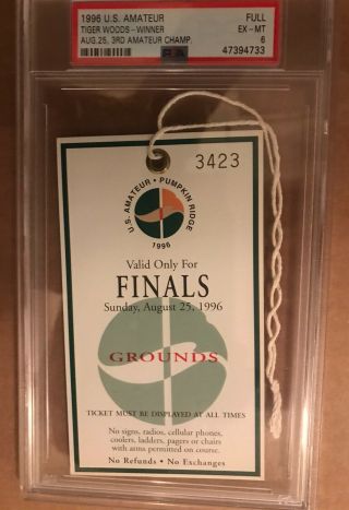 1996 Tiger Woods US Amateur Rare Golf Ticket And Ballmarker PSA Authenticated 2