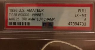 1996 Tiger Woods US Amateur Rare Golf Ticket And Ballmarker PSA Authenticated 3