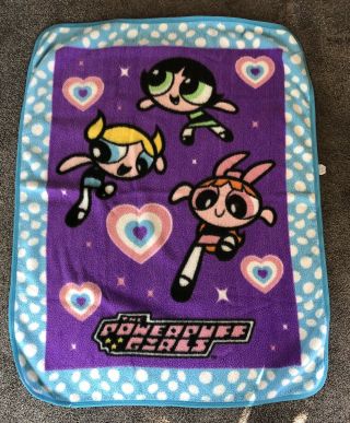 Vintage Powerpuff Girls Blanket 2000 Cartoon Network Tv Show Rare Size 45 X 60