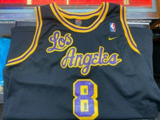 Rare Nike Kobe Bryant Los Angeles Lakers Black 8 3xl Throwback Jersey