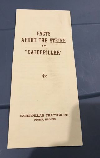 Vintage 1948 Caterpillar Tractor Employee Strike Document Rare / Scarce Historic