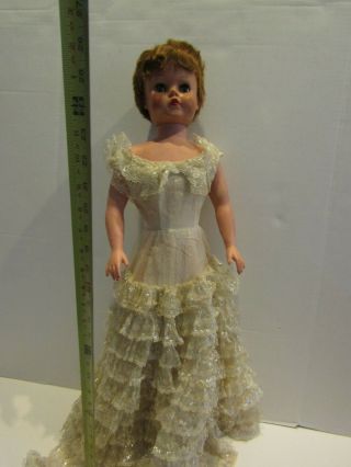 Vintage Doll 29 Inch Ae Soft Touch Vinyl Skin Sleep Eyes Wedding Dress Shoes