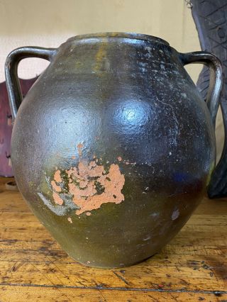 C42 Antique Large Monumental Pennsylvania 1800’s Redware Pottery Crock