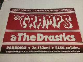 The Cramps 1981 Paradiso Dutch Silkscreen Poster Nmint Rare Only 120 Vtg