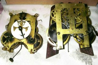 2 - Antique Ansonia & Ingraham Clock Co.  Brass Mechanism Parts For Restoration