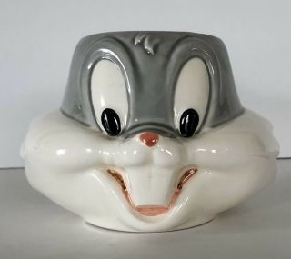 Vintage 90s Looney Tunes Bugs Bunny 3d Ceramic Coffee Mug Cup Wb Studios Rare