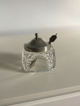 Cut Glass Preserves Pot With A Hallmarked Silver Top