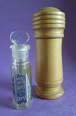 Paul Rieger Flower Drops Vintage Perfume Bottle Empty In Wooden Case Very Rare