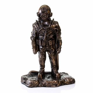 Mkv Diving Helmet Cold Cast Bronze Statue Us Navy Army Diver Trophy