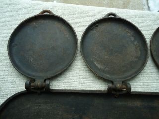 Rare Antique 1881 S Mfg Co York Cast Iron 3 Plate Flop Griddle Pancake Pan 3