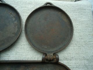 Rare Antique 1881 S Mfg Co York Cast Iron 3 Plate Flop Griddle Pancake Pan 4