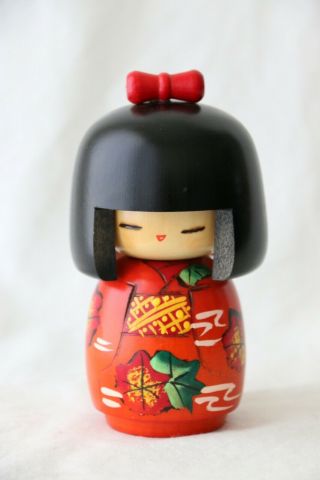 Vintage Japanese Wooden Kokeshi Doll Signed 12cm H