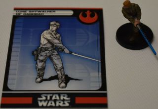 Star Wars Miniatures Luke Skywalker Of Dagobah 8/60 Rare Bounty Hunters W/ Card